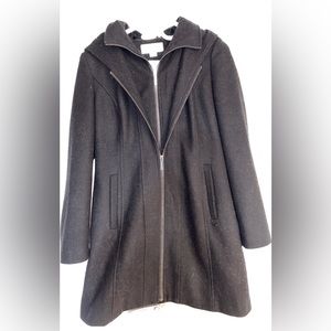 Michael Kors Hooded Double Zipper Wool Blend Coat